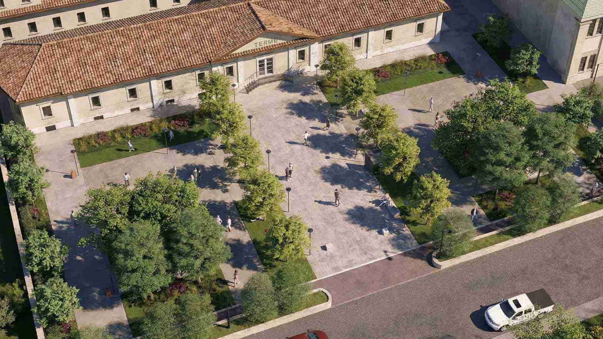 Salice, ecco come sarà la nuova piazza delle Terme: tutti i lavori in corso e quelli previsti entro l’anno